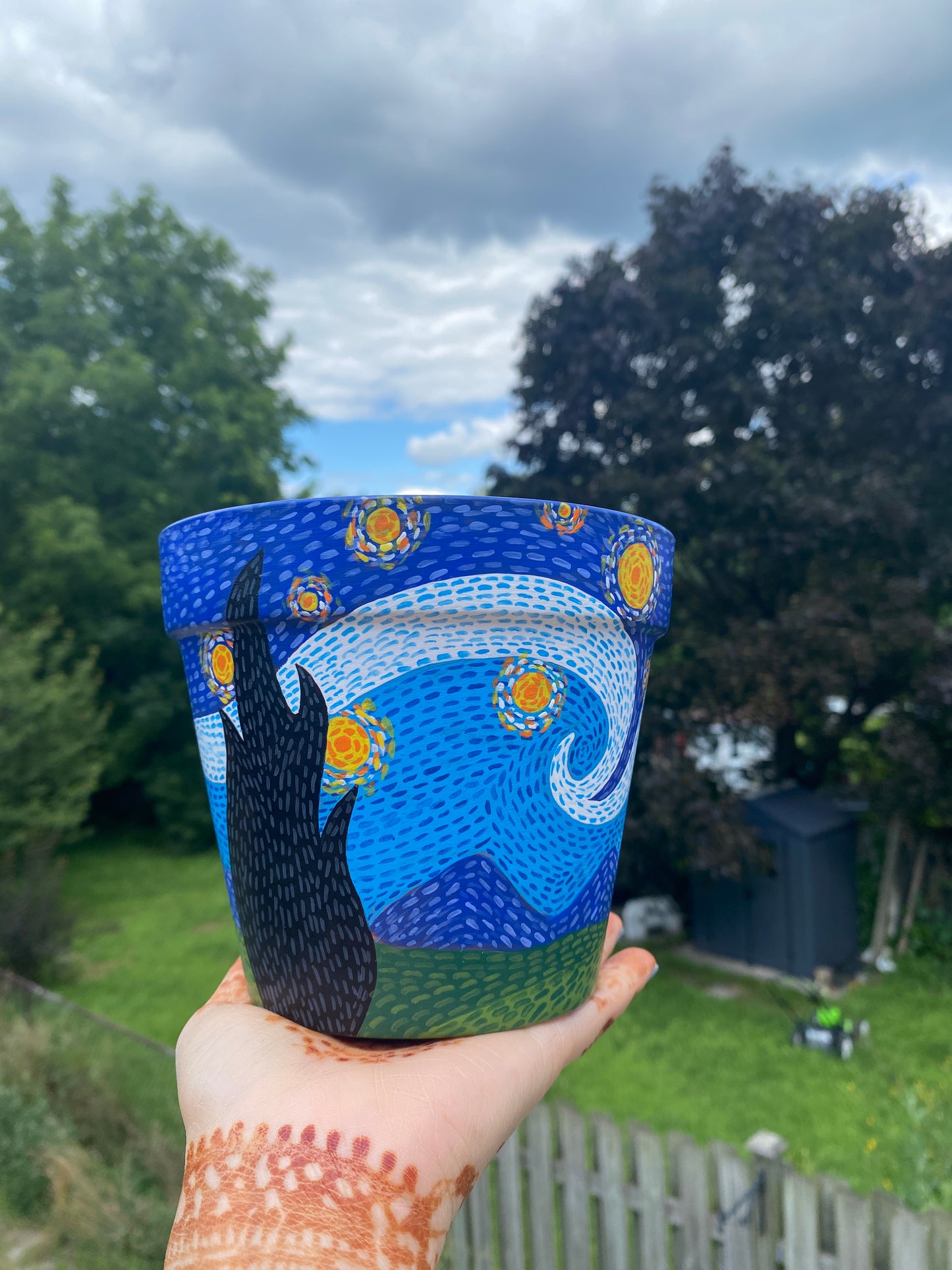 Vincent Van Gogh “Starry Night” Handpainted Planter