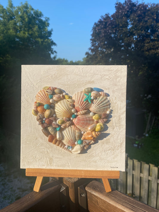 Shell Heart Mermaid Painting | Beach Home Decor