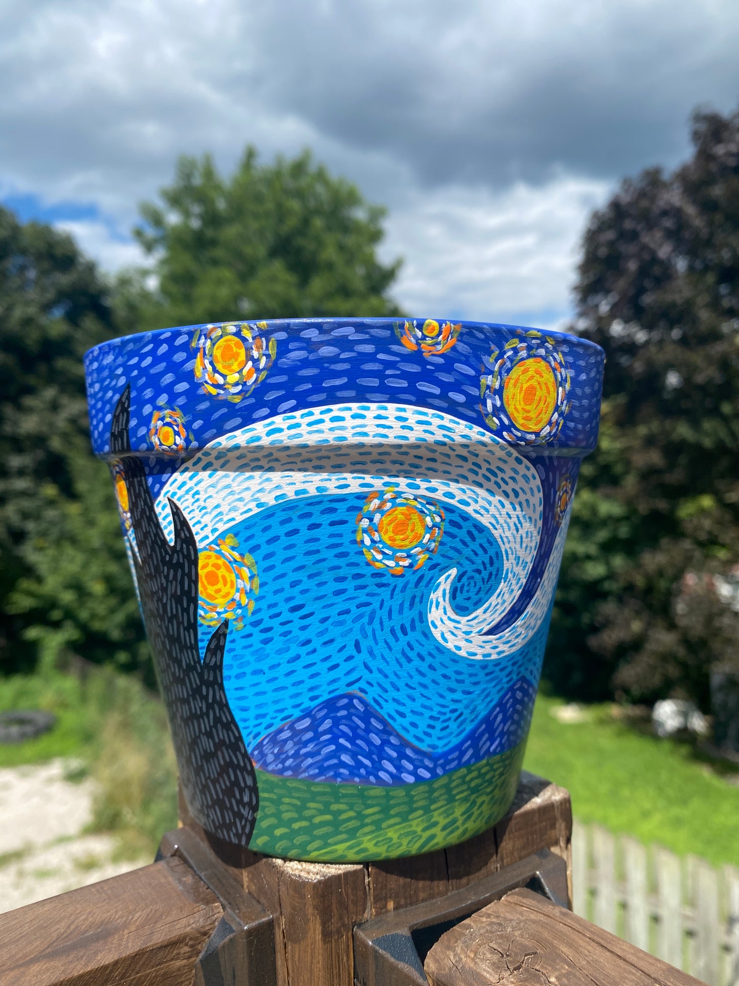 Vincent Van Gogh “Starry Night” Handpainted Planter