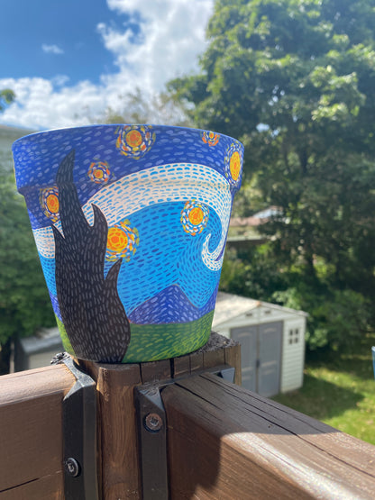 Vincent Van Gogh “Starry Night” Handpainted Planter