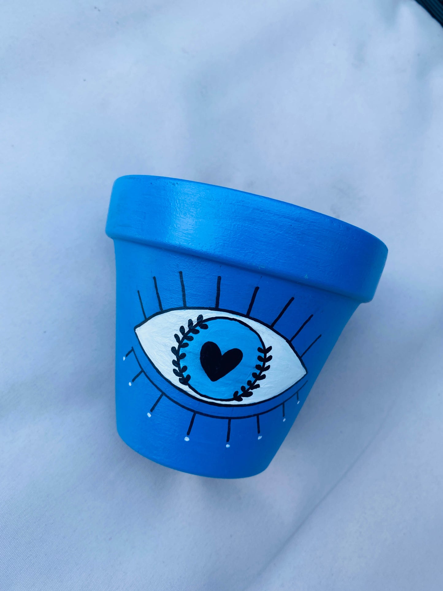 Evil Eye Handpainted Planter - Blue