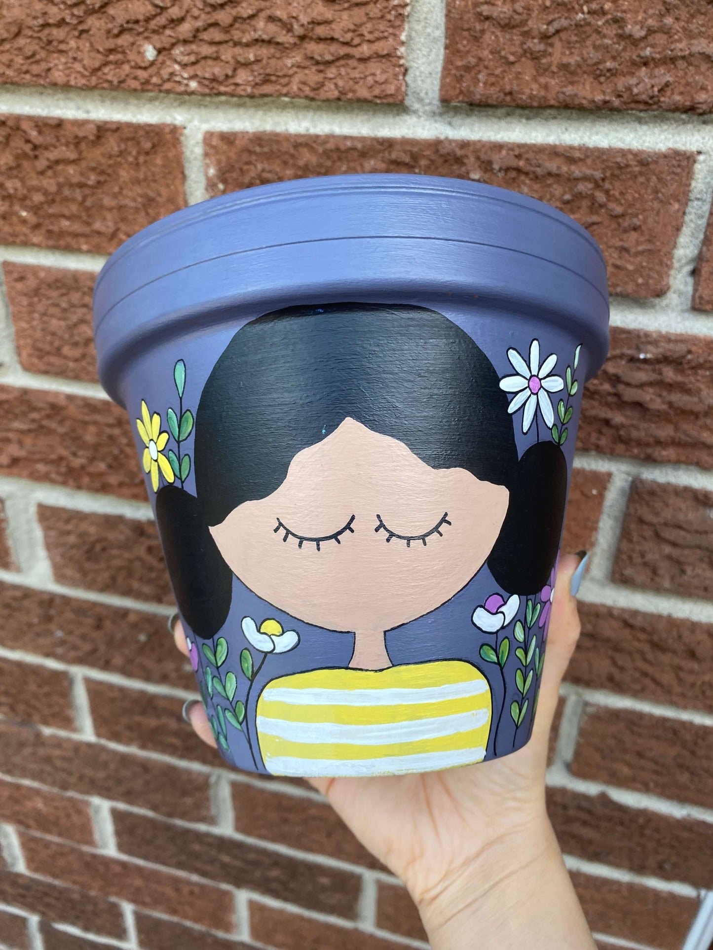 "Girl Around Flowers" Planter Pot