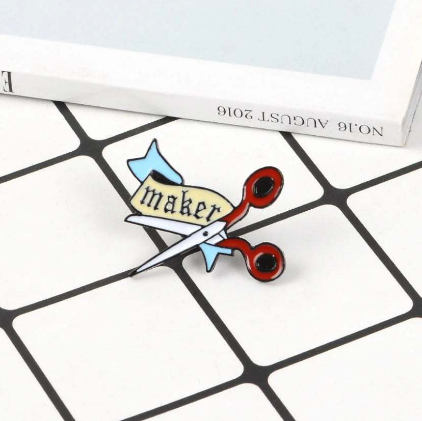 "Maker" Scissors Enamel Pin