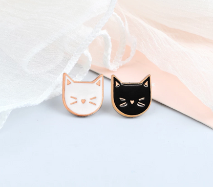 Cat face enamel pin