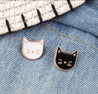 Cat face enamel pin