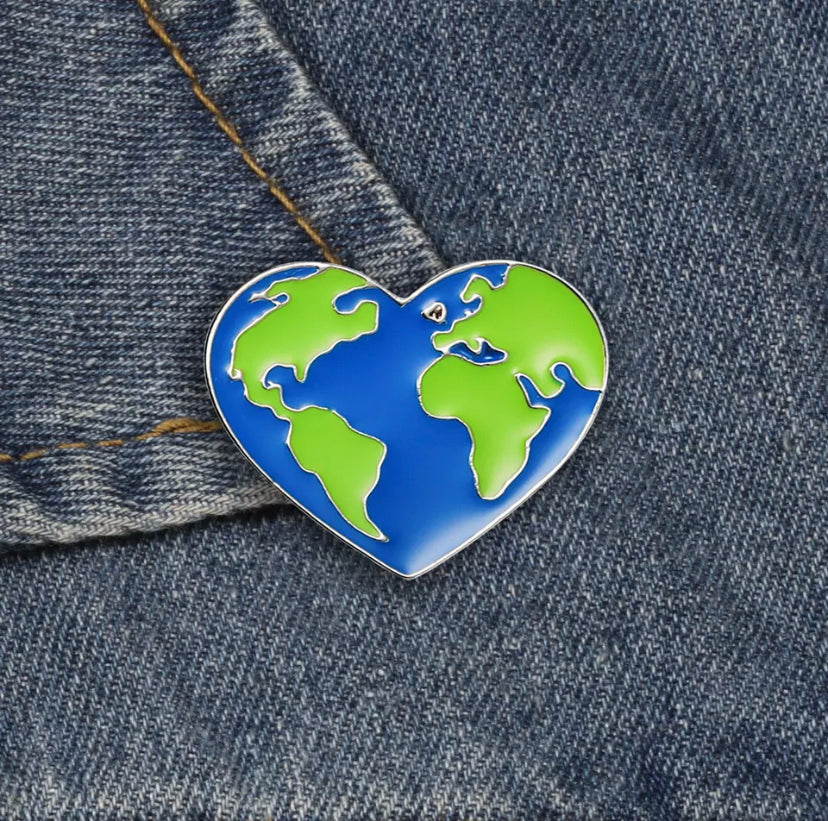 "World heart" enamel pin