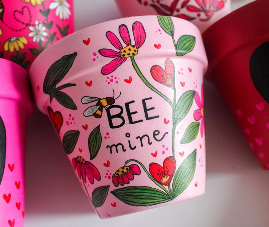 "Bee Mine" Floral Planter Pot