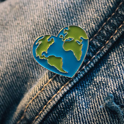 "World heart" enamel pin